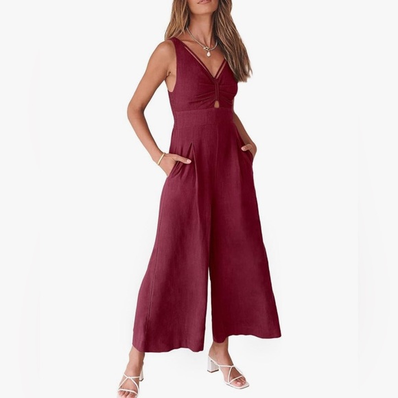 Burgundy Jumpsuit - Picture 1 of 8